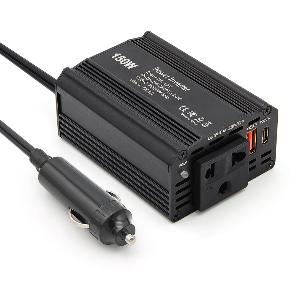 Invertor de Putere Auto Techstar® 150W - 12V DC la 220V AC, cu Porturi USB-C si USB-A pentru Incarcare Rapida - imagine 9
